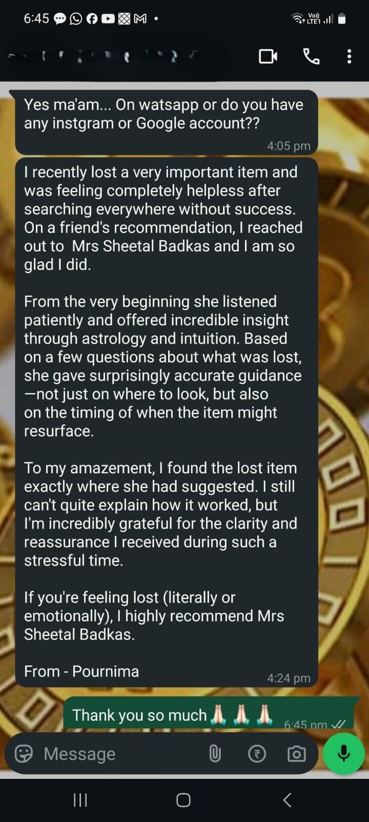 WhatsApp Testimonial 6